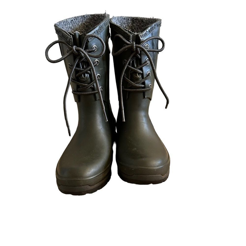 BOGS ~Women’s Amanda rubber boot with faux fur lining~ Forest Green ~ size 6
